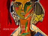 acheter-de-l-art-moderne-peintures-tableaux.merello.-figura_sobre_fondo_rojo_(73_x_54_cm)_mix_media_on_wood.